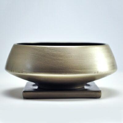 盆栽鉢 寄植え 須磨銀L受け皿付き幅約22cm(内寸幅約16cm)×高約