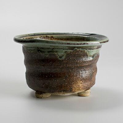 盆栽鉢 南蛮 楕円足付4.5号 幅12.5cm×高さ7.5cm 陶器 : 盆栽妙
