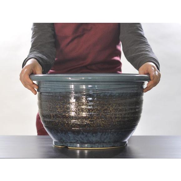 睡蓮鉢 めだか鉢 信楽焼 生子千段水鉢 13号サイズ 自然 水辺 水盤 水ばん 花器 水鉢 めだか 金魚 水生植物 陶器鉢 睡蓮 池 ビオトープ a10 盆栽妙 ヤフー店 通販 Yahoo ショッピング