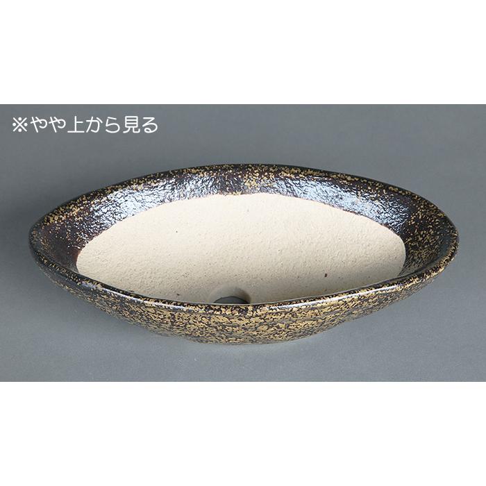 盆栽鉢 山野草鉢 信楽焼金ソバ舟型鉢 6号 18cm 反石風 創作盆栽 寄せ