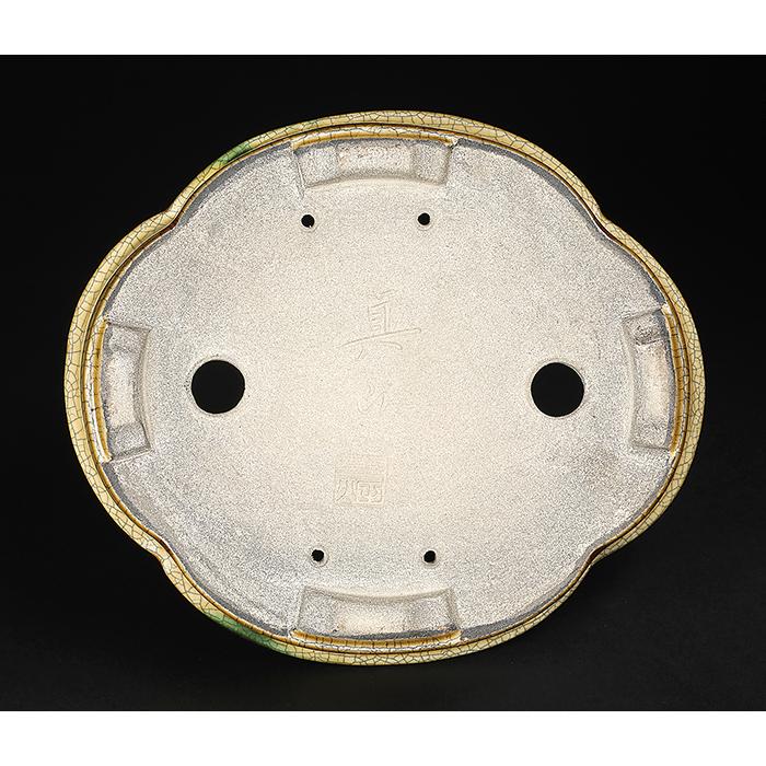 盆栽鉢 真山黄瀬戸釉木瓜式鉢 植木鉢 寺畑陶園 寺畑真山 まざん 瀬戸