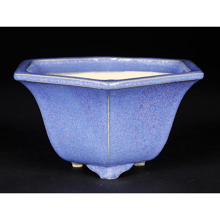 燿山窯英明瑠璃結晶釉六角鉢 盆栽鉢 植木鉢 盆器 pot bonsaipot eimei