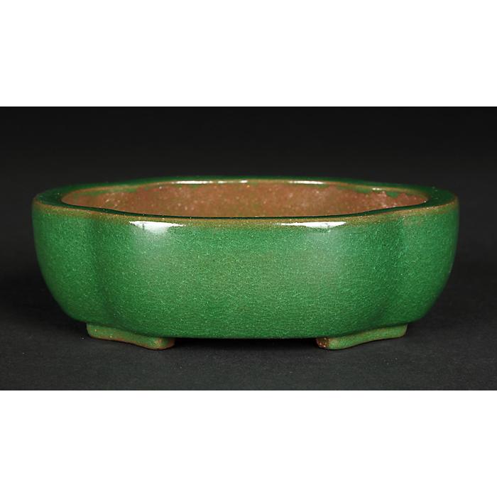 盆栽鉢 色鉢 緑釉木瓜式鉢 陶器 4号 11cm グリーン 小品盆栽 ミニ盆栽