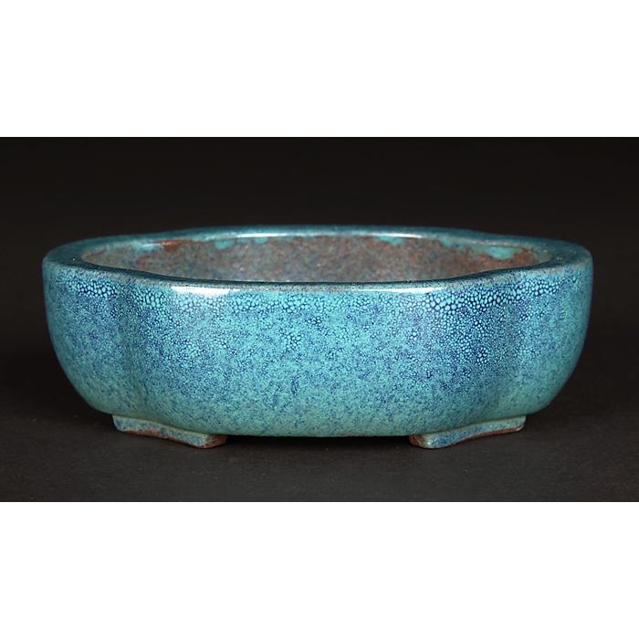 盆栽鉢 色鉢 呂均釉木瓜式鉢 陶器 4号 11cm 青 ブルー 小品盆栽 盆栽鉢 色鉢 呂均釉木瓜式鉢 陶器 4号 11cm 青 ブルー 小品盆栽