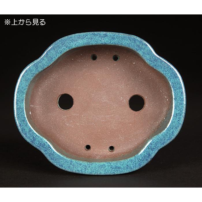 盆栽鉢 色鉢 呂均釉木瓜式鉢 陶器 4号 11cm 青 ブルー 小品盆栽 盆栽鉢 色鉢 呂均釉木瓜式鉢 陶器 4号 11cm 青 ブルー 小品盆栽