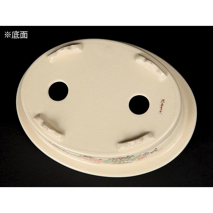 【日本未発売】 沈壽官窯色絵草花文楕円鉢　盆栽鉢 鉢 植木鉢 盆器 絵付鉢 薩摩 さつま サツマ satsuma 白薩摩 ちんじゅかん 小品盆栽 ミニ盆栽 雑木盆栽に最適 【EI1185165320】(41500円)