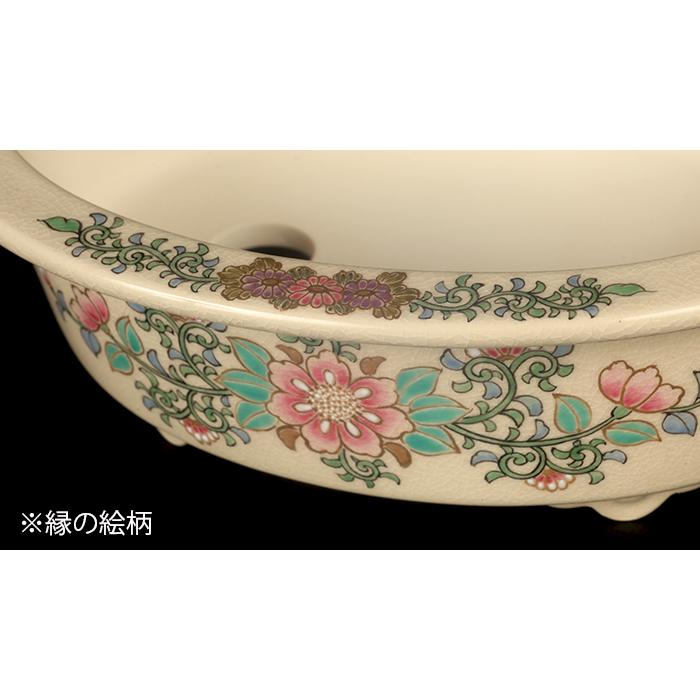 【日本未発売】 沈壽官窯色絵草花文楕円鉢　盆栽鉢 鉢 植木鉢 盆器 絵付鉢 薩摩 さつま サツマ satsuma 白薩摩 ちんじゅかん 小品盆栽 ミニ盆栽 雑木盆栽に最適 【EI1185165320】(41500円)
