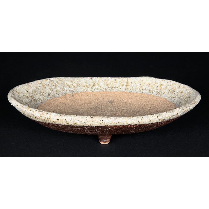 盆栽鉢 山野草鉢 信楽焼鉄砂釉楕円鉢 植木鉢 7号 20cm 茶色 ブラウン