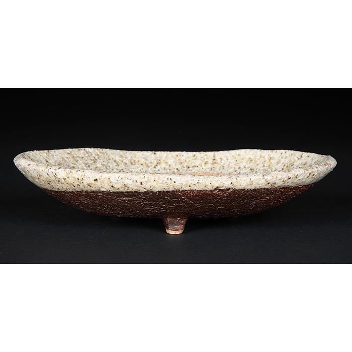 盆栽鉢 山野草鉢 信楽焼鉄砂釉楕円鉢 植木鉢 7号 20cm 茶色 ブラウン