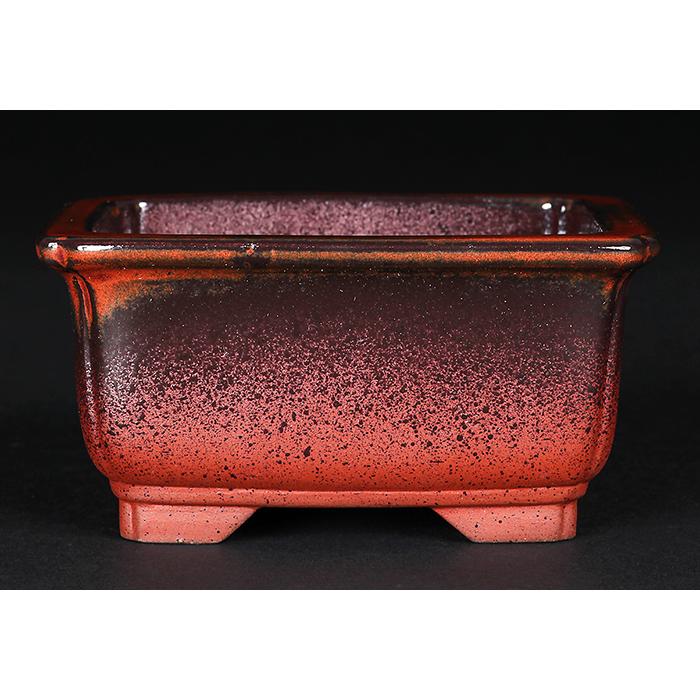 盆栽鉢 植木鉢 「瀬戸焼文山窯赤釉窯変小鉢4点セット」 色鉢 3号 10cm