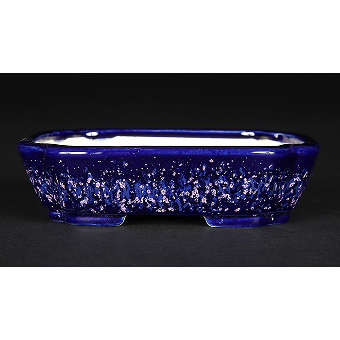 盆栽鉢 鴻陽瑠璃ピンク結晶釉隅入長方鉢 色鉢 ネイビー ピンク 常滑 5