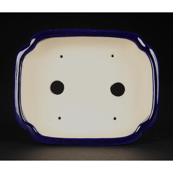 盆栽鉢 鴻陽瑠璃ピンク結晶釉隅入長方鉢 色鉢 ネイビー ピンク 常滑 5