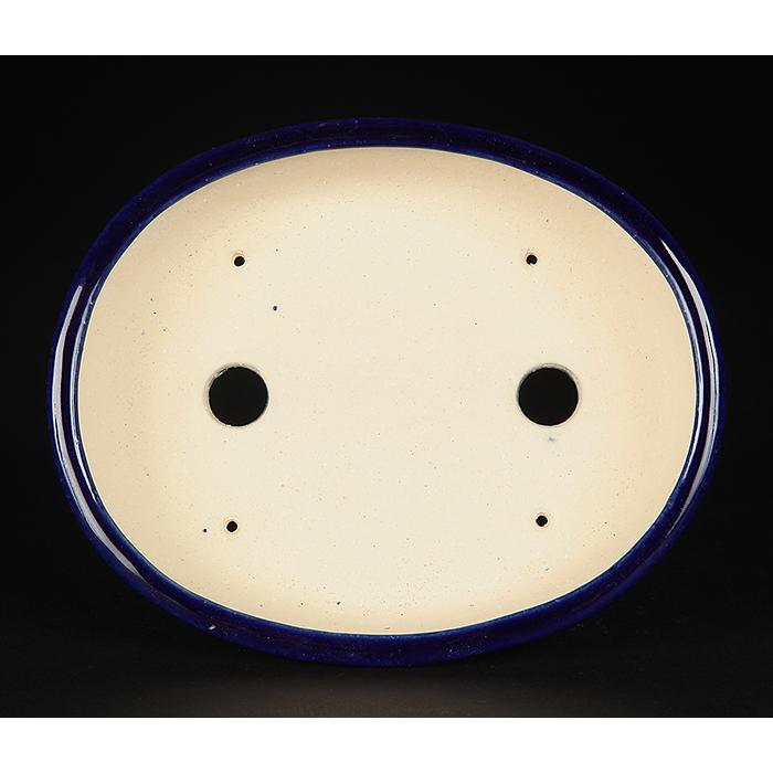 盆栽鉢 鴻陽瑠璃ピンク結晶釉楕円鉢 色鉢 ネイビー ピンク 常滑 5号 15cm 小品盆栽 ミニ盆栽に最適_4