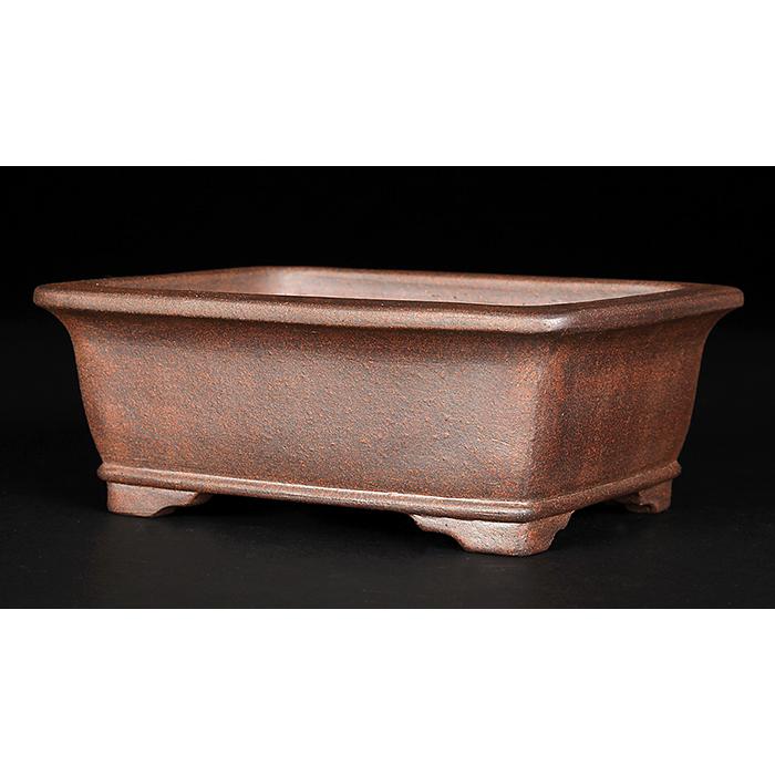 盆栽鉢 黎鳳下紐長方鉢 植木鉢 常滑 片岡黎鳳 泥小鉢 5号 16cm