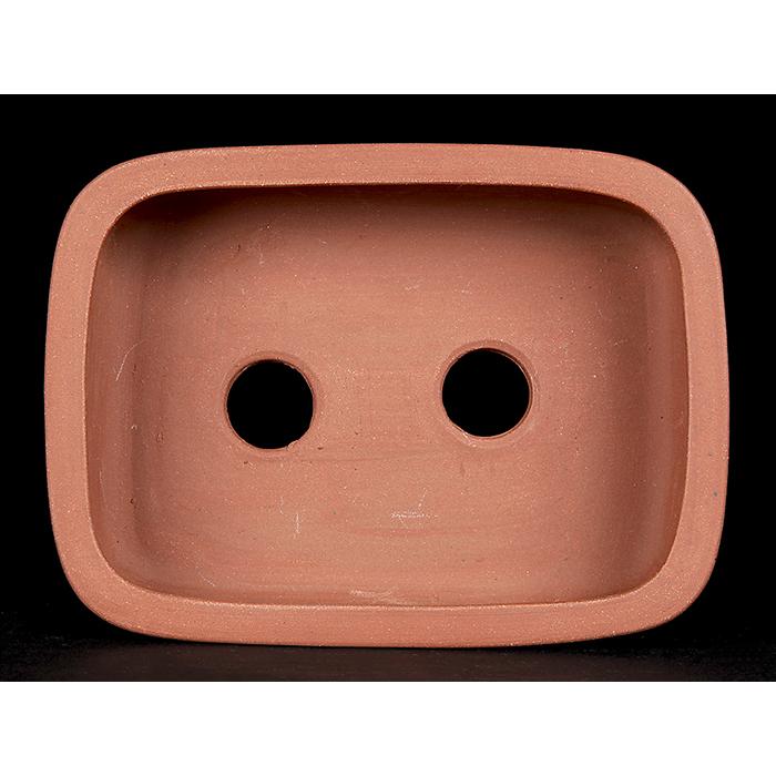 盆栽鉢 銭号外縁上下帯長方鉢 常滑 泥鉢 5号 16cm 紫泥 松柏盆栽 小品