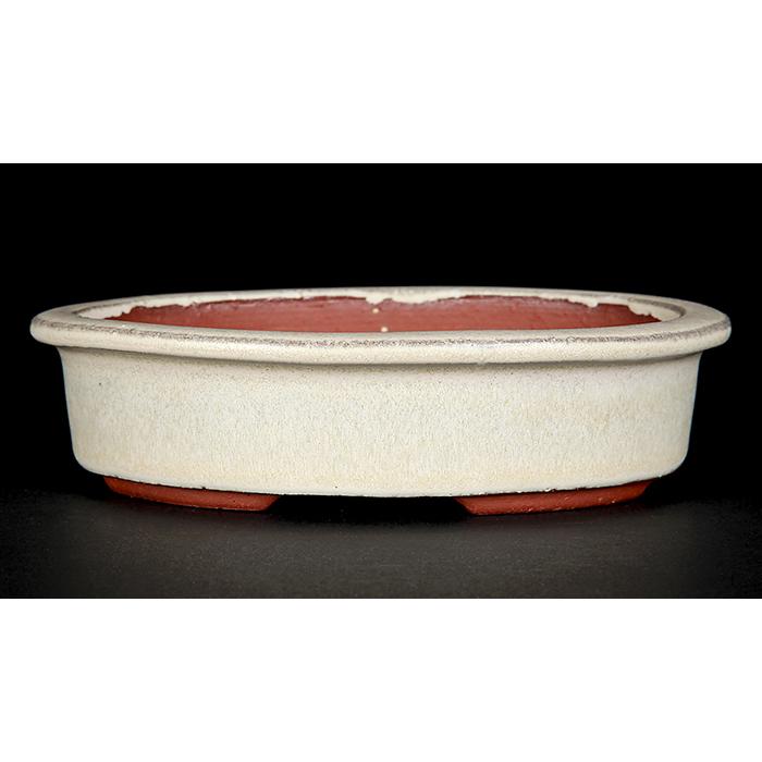 盆栽鉢 燿山窯英明白釉楕円鉢 植木鉢 常滑 とこなめ ホワイト 4号 13cm