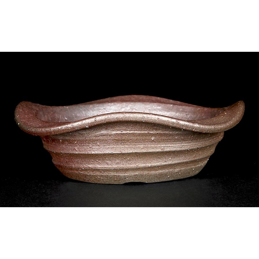 盆栽鉢 凡才外縁丸鉢 6号 18.5cm 常滑焼 松下凡才 南蛮鉢風 モダン