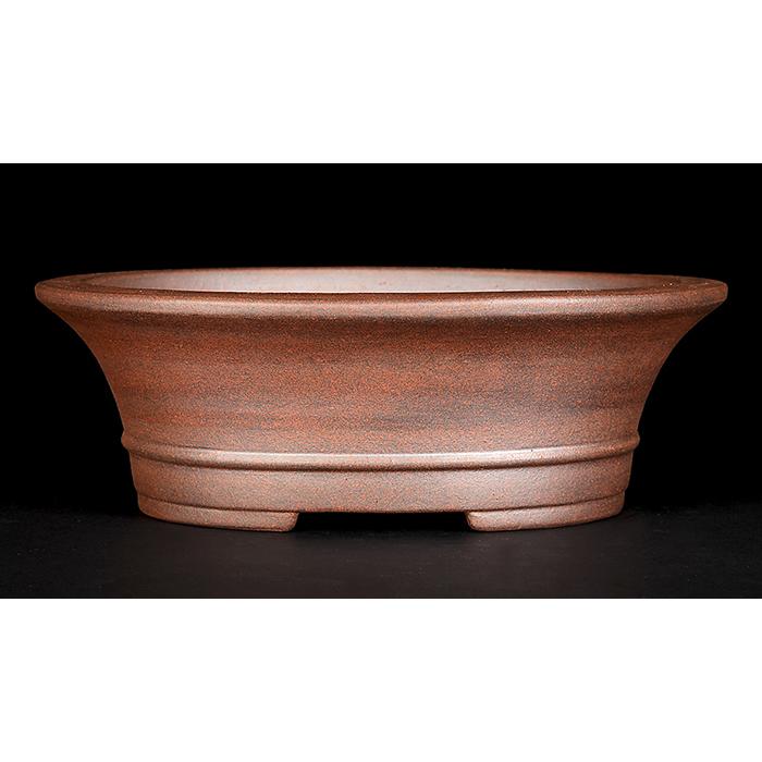 盆栽鉢 黎鳳外縁下紐楕円鉢 植木鉢 常滑 片岡黎鳳 泥鉢 8号 24cm 松柏