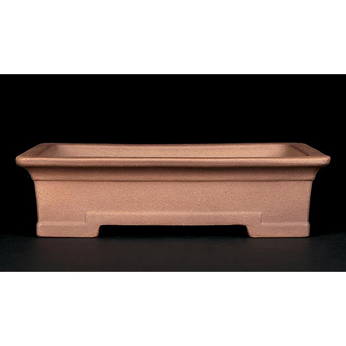 盆栽鉢 銭号外縁上下帯長方鉢 常滑 泥鉢 9号 26cm 紫泥 松柏盆栽 中品