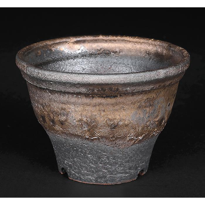 盆栽鉢 信楽焼金彩丸鉢 山野草鉢 4号 12cm 小品盆栽 ミニ盆栽 野草 草