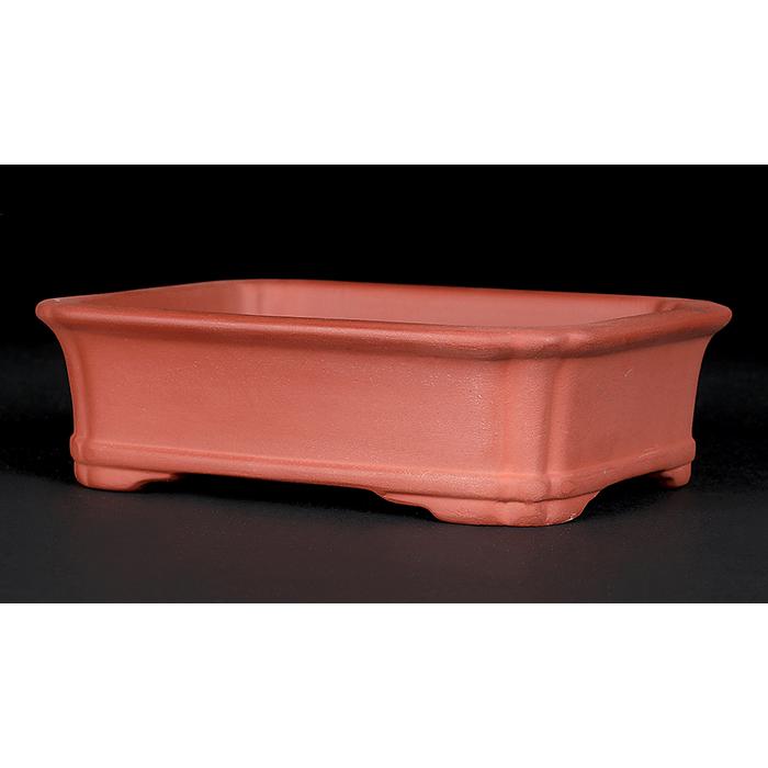 盆栽鉢　時代小品盆栽鉢紫泥落款有山野草お洒落鉢　盆栽鉢 盆栽鉢 紫泥外縁隅入下紐長方鉢 朱泥 植木鉢 中国鉢 泥鉢 陶器 6号