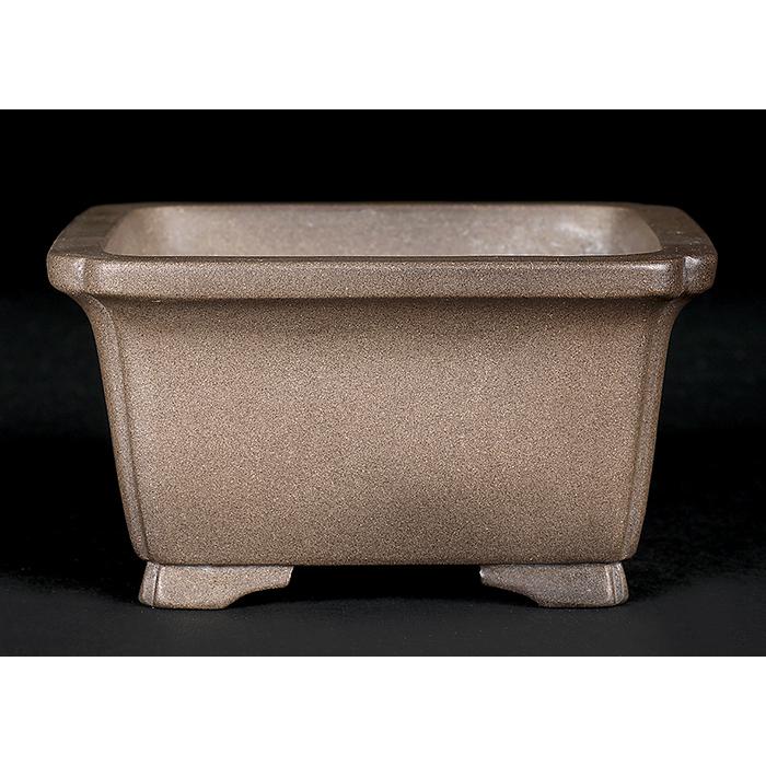 盆栽鉢 烏泥外縁隅入正方鉢 植木鉢 懸崖鉢 陶器 4号 11cm 小品盆栽