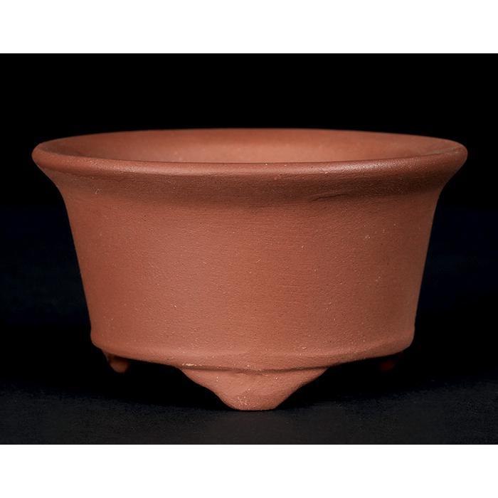 盆栽鉢 紫泥丸鉢 3号 8cm 朱泥 植木鉢 中国鉢 泥鉢 陶器 肉厚 丈夫 凍