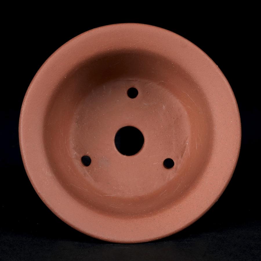 盆栽鉢 紫泥丸鉢 3号 8cm 朱泥 植木鉢 中国鉢 泥鉢 陶器 肉厚 丈夫 凍