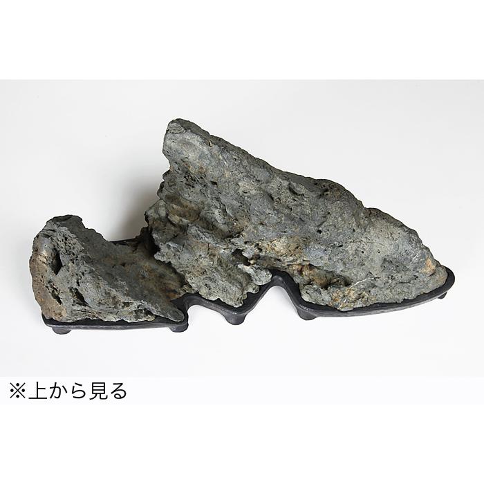 水石 「八瀬双岳石」 盆石 天然石 すいせき 台座付き 現品限り : 盆栽