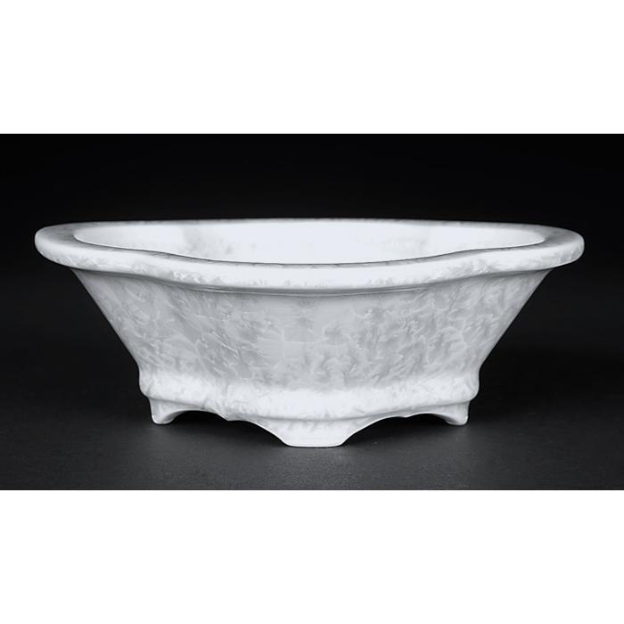 盆栽鉢 植木鉢 「平安泉山白花結晶木瓜式鉢 小」 山草鉢 清水焼 京焼