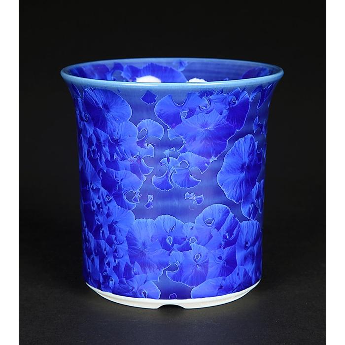 文山　丸　花模様　盆栽鉢 文山 丸 花模様 盆栽鉢