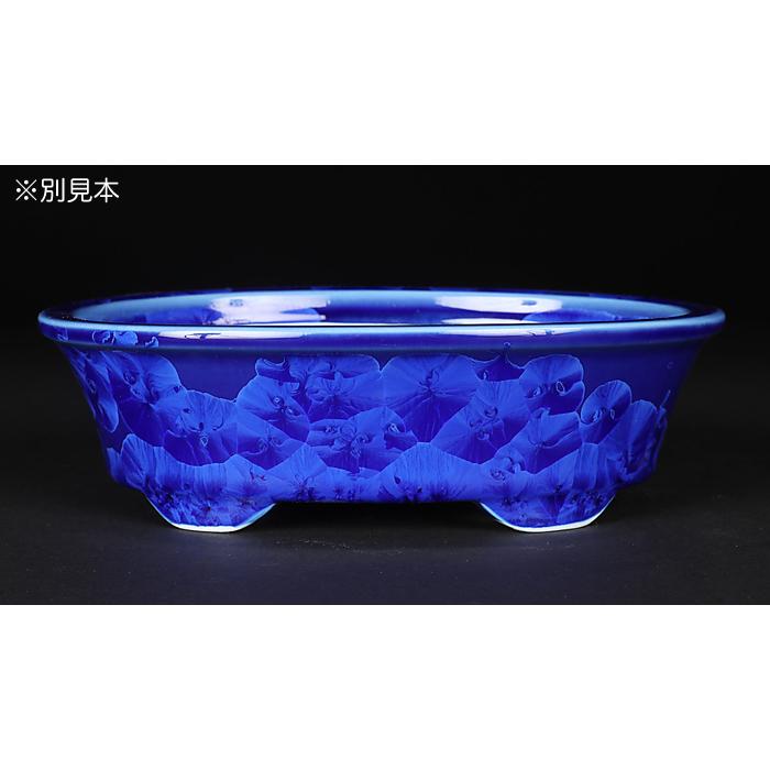 盆栽鉢 植木鉢 「平安泉山瑠璃花結晶楕円鉢」山草鉢 清水焼 京焼 磁器