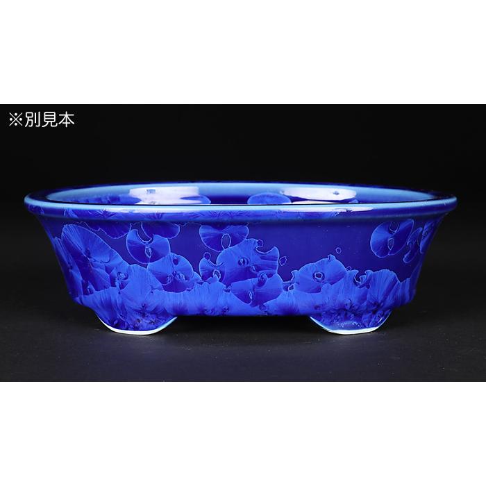 盆栽鉢 植木鉢 「平安泉山瑠璃花結晶楕円鉢」山草鉢 清水焼 京焼 磁器