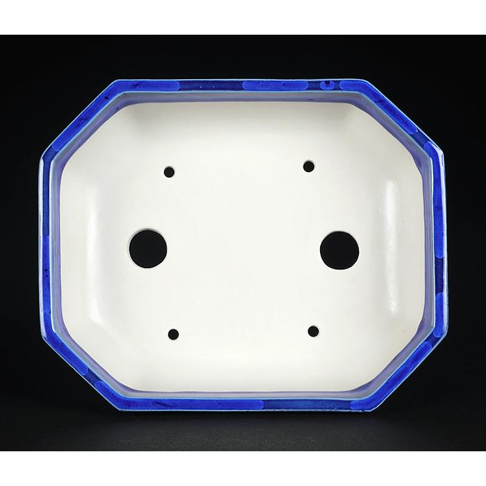 盆栽鉢 植木鉢 「平安泉山瑠璃花結晶隅切長方鉢」 山草鉢 清水焼 京焼