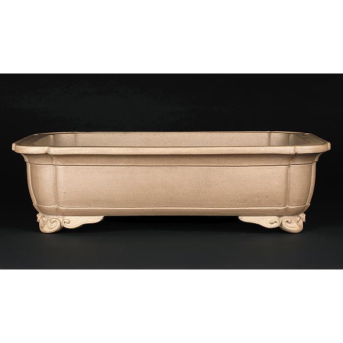 盆栽鉢 烏泥外縁隅入長方鉢 植木鉢 中国鉢 高砂庵ブランド 20号