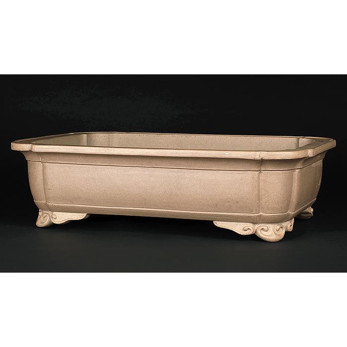 盆栽鉢 烏泥外縁隅入長方鉢 植木鉢 中国鉢 高砂庵ブランド 20号