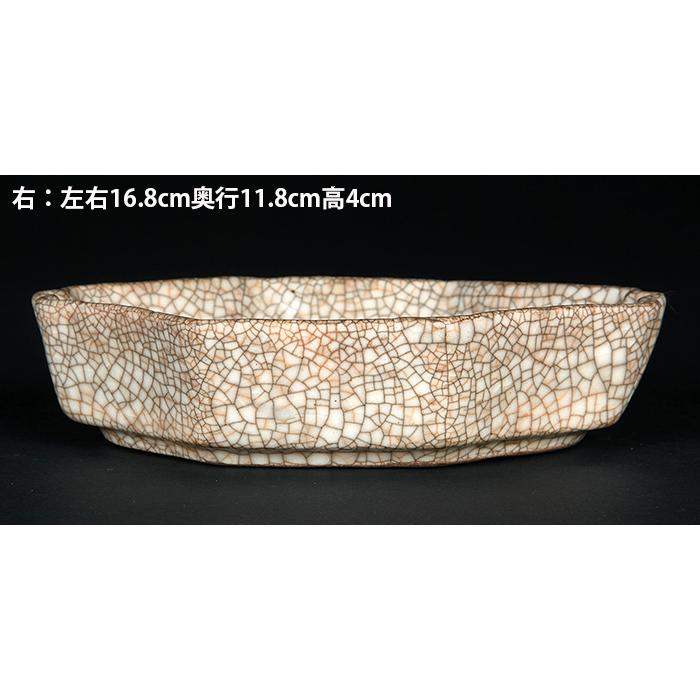 盆栽鉢 水盤 饒州白磁氷裂変わり水盤一対 にょじゅう 中国古窯 磁器