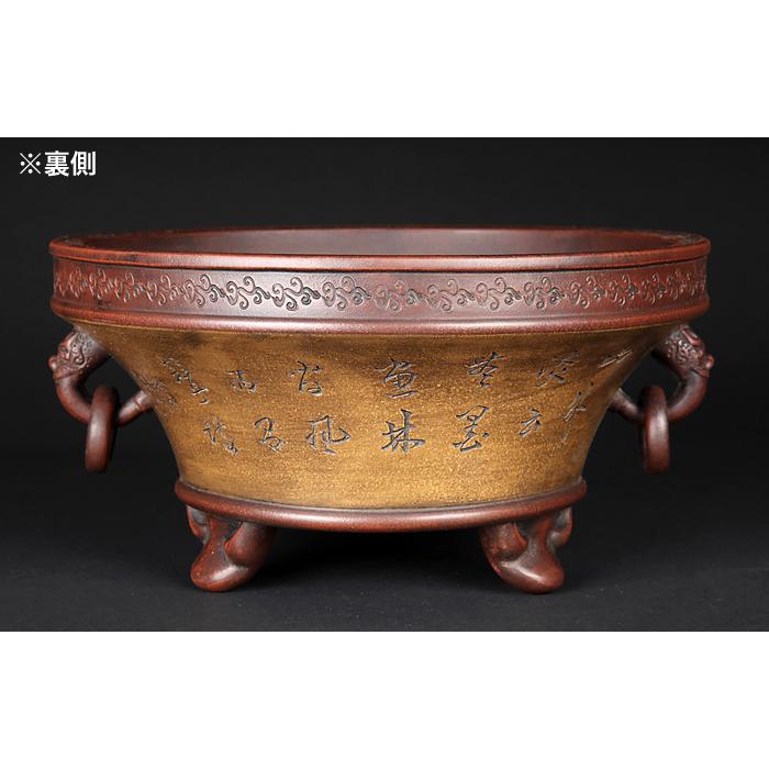 塗白泥釘彫耳環付丸鉢〔徐漢堂制〕 : 盆栽彩都ヤフー店 - 通販 - Yahoo