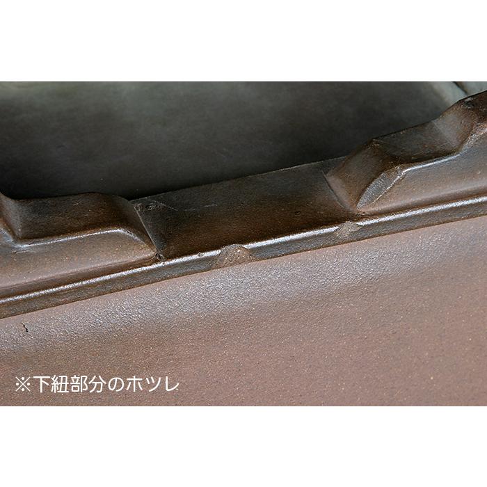 盆栽鉢 紫泥外縁下紐長方鉢 植木鉢 中国鉢 支那鉢 12号 37cm 松柏盆栽