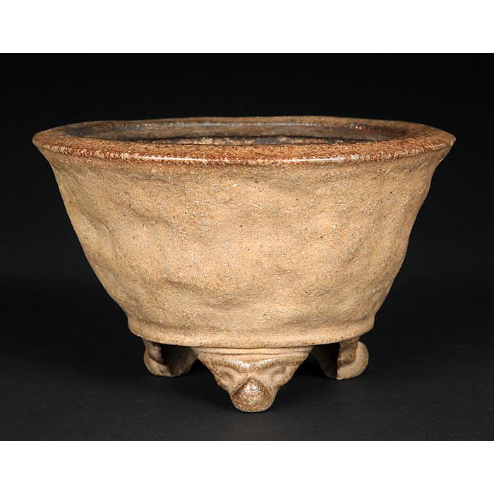 初代東福寺　盆栽鉢 ☆盆美術館☆ 初代平安東福寺 鯰青絵長方鉢 植木鉢 小品盆栽