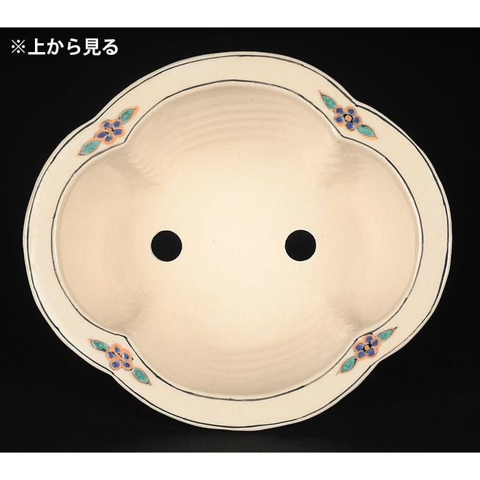 盆栽鉢 柳戸川浩山龍図木瓜式鉢 絵付鉢 手造り 手描き 4号 14cm