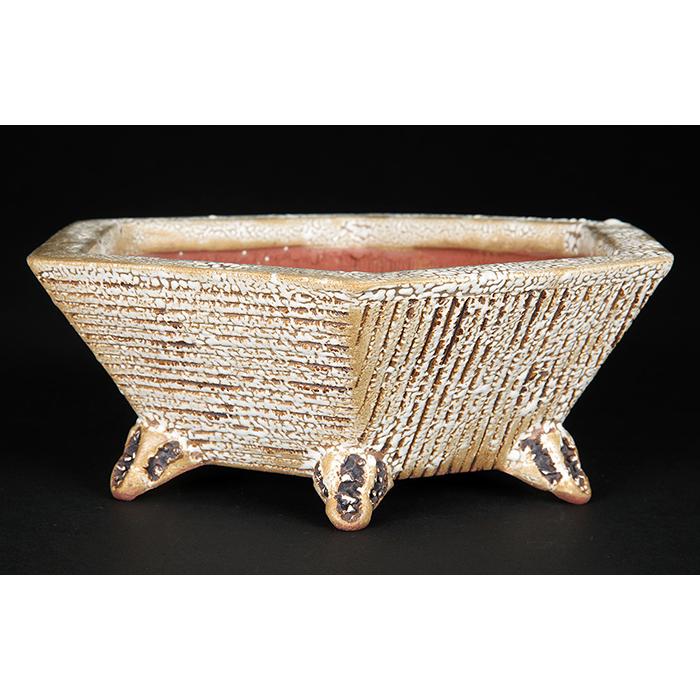 盆栽鉢 「憲窯白釉六角鉢」 植木鉢 辻憲昌 ケンヨウ 色鉢 陶器