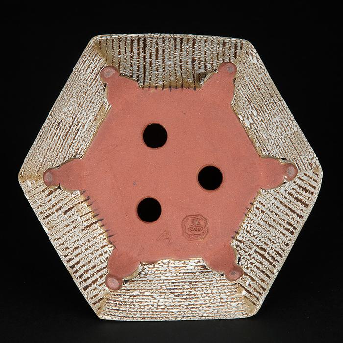 盆栽鉢 「憲窯白釉六角鉢」 植木鉢 辻憲昌 ケンヨウ 色鉢 陶器