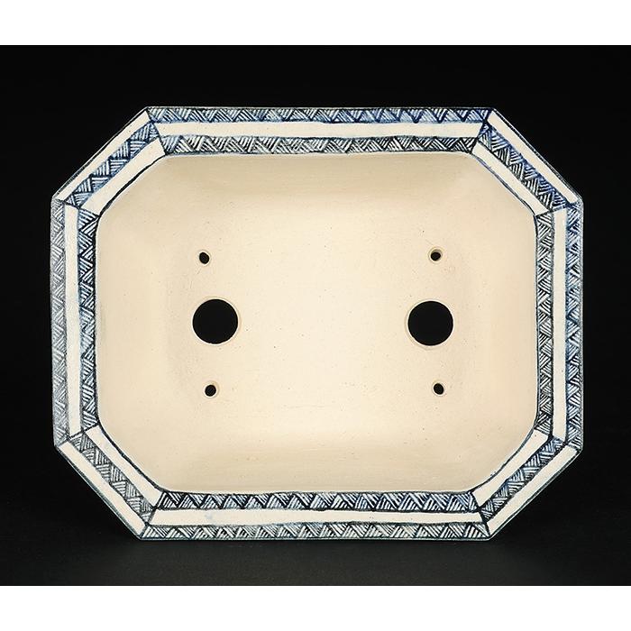 盆栽鉢 「高山染付山水図長方鉢」 植木鉢 絵付鉢 作家鉢 磁器