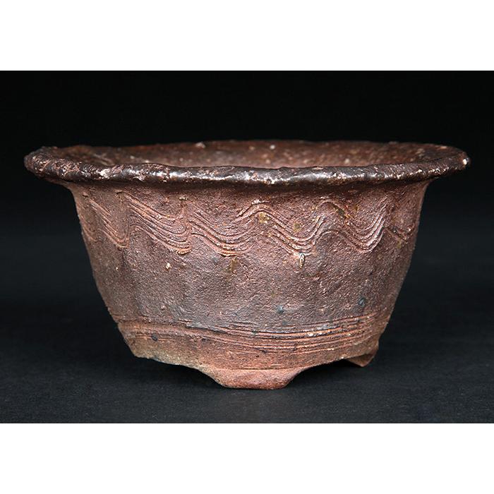 盆栽鉢　東福寺 盆栽鉢 「東福寺手びねり線波文丸鉢」 植木鉢 初代 平安東福寺 登窯 4