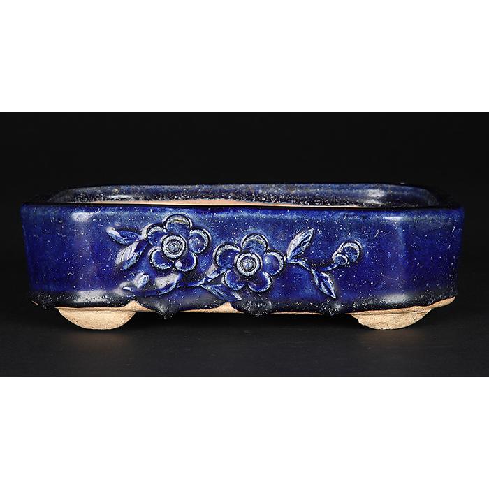 染付 大型水盤 45cm 花器 盆栽鉢 植木鉢 水石鉢