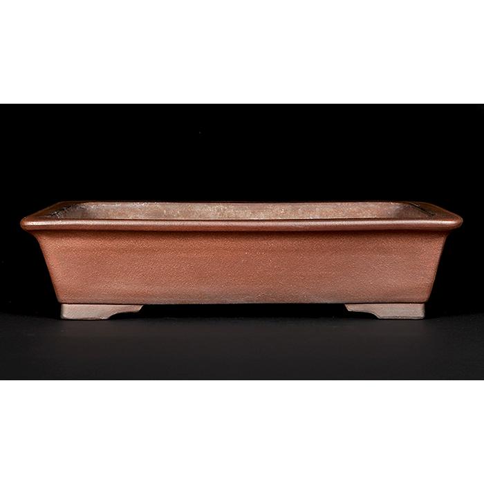 盆栽鉢 行山外縁長方鉢 常滑 手造り 釘彫り落款 17号 49cm 松柏 大物