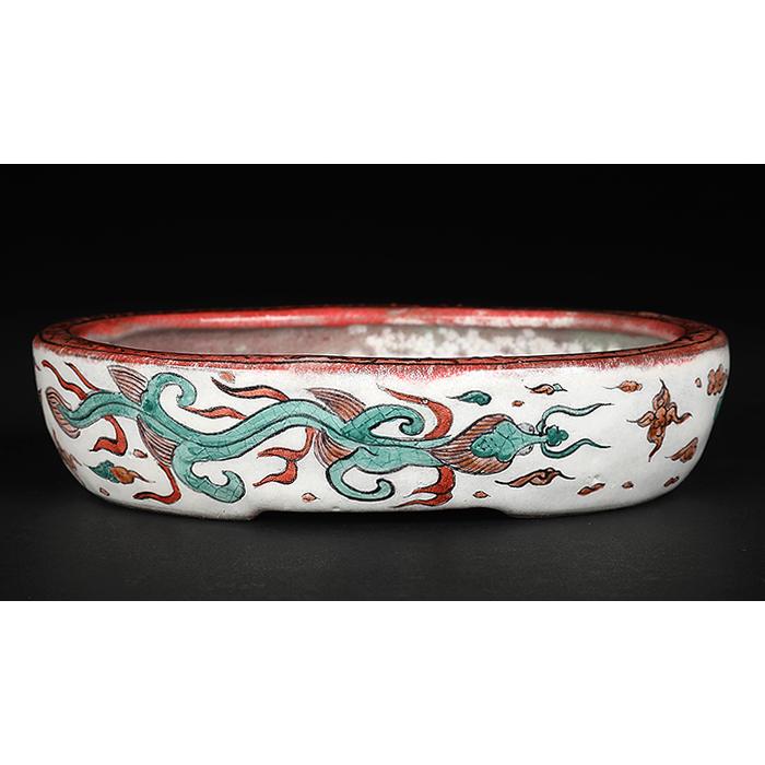 橿原國 細密狩猟更紗紋 変円形 鉢 手描き彩色 作家物 共箱(K-A755) 🔶SALE🔶岐阜 秀峰窯中垣連次 金彩間取り粉引赤絵多用鉢 | MatsuBokkuri