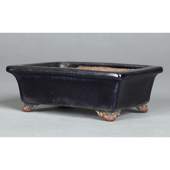 盆栽鉢 二代東福寺瑠璃釉長方鉢 植木鉢 平安東福寺 水野勇 落款あり