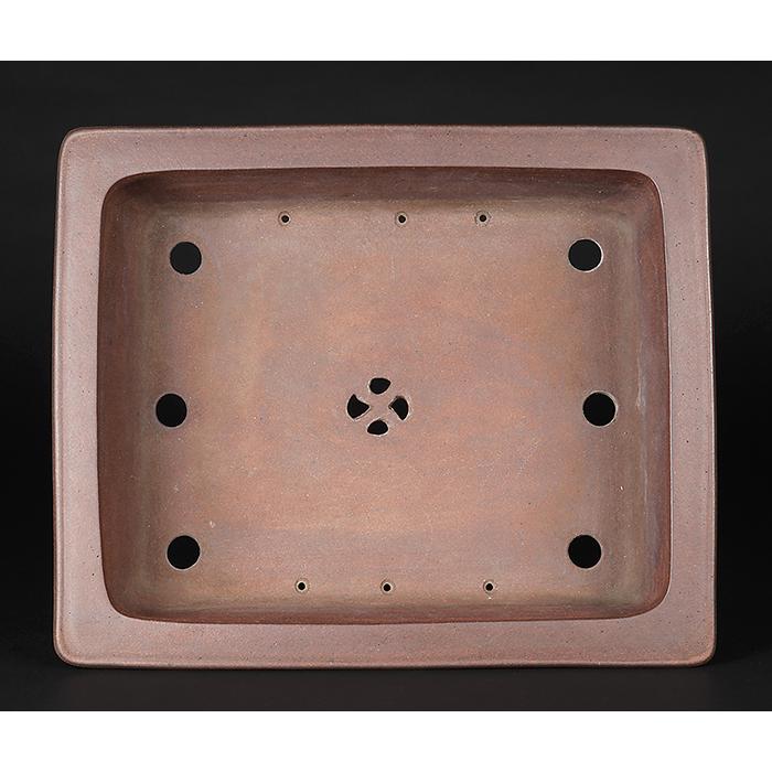 盆栽鉢 行山外縁下紐長方鉢 植木鉢 常滑 15号 44cm 手造り 釘彫落款 紫